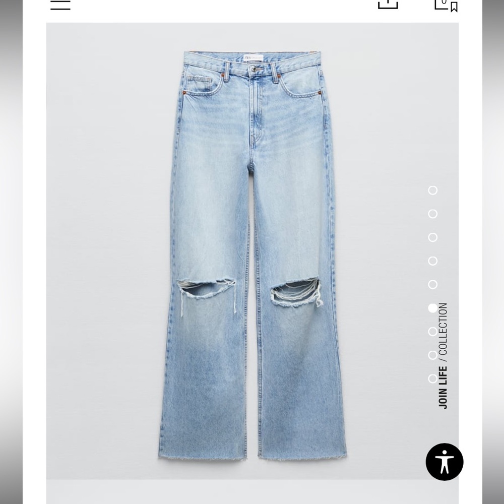 Zara Wide Leg ripped jeans